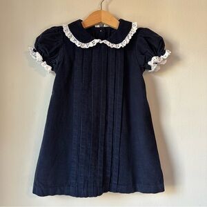Stellybelly Toddler Girl’s Navy Spring Corduroy Puff Sleeve Dress Size 2T